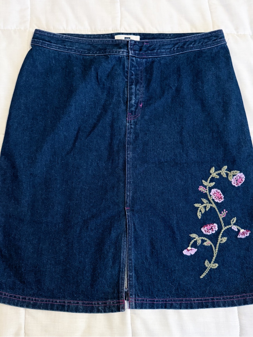 Gap factory Y2K floral embroidered denim jean skirt